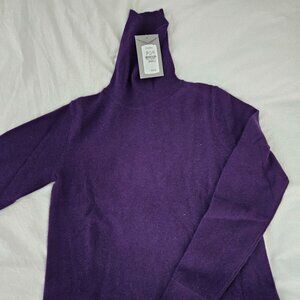 NEW - Pure Cashmere Sweater by Neiman Marcus - Purple - Size Small - Turtleneck